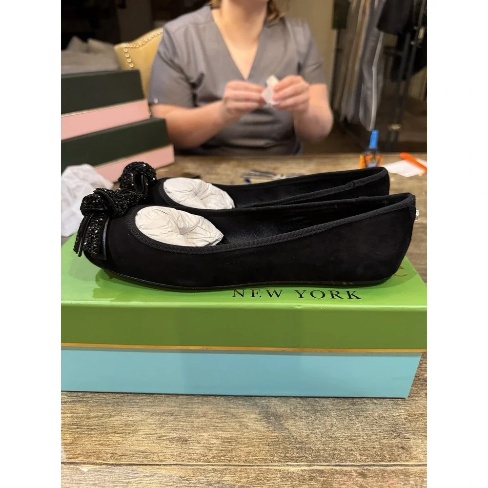 Kate‎ Spade New York Women's Freya Ballet Flat Black Suede Women's Size 7